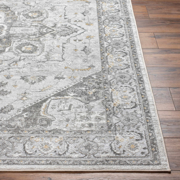 Antique Style Traditional Design Heriz Gray, Charcoal And Gold Area Rug - The Rug Decor