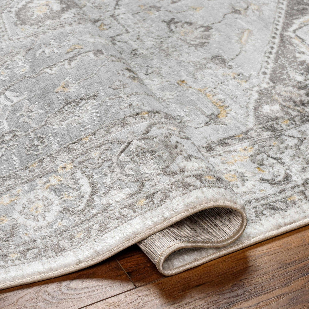 Antique Style Traditional Design Heriz Gray, Charcoal And Gold Area Rug - The Rug Decor