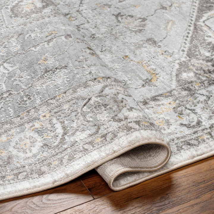 Antique Style Traditional Design Heriz Gray, Charcoal And Gold Area Rug - The Rug Decor
