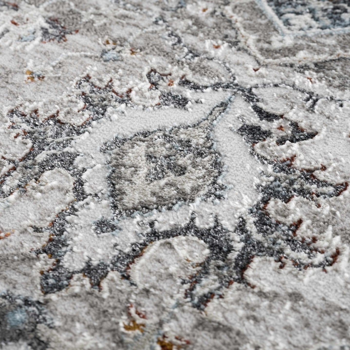 Antique Style Traditional Turkish Design Gray, Charcoal, Teal and Brown Area Rug - The Rug Decor