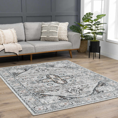 Antique Style Traditional Turkish Design Gray, Charcoal, Teal and Brown Area Rug - The Rug Decor