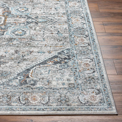 Antique Style Traditional Turkish Design Gray, Charcoal, Teal and Brown Area Rug - The Rug Decor