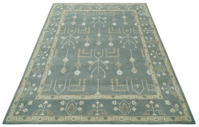 Antique Style Tree of life Gray, Beige and Silver Traditional Hand Knotted Custom Made wool Area Rug - The Rug Decor