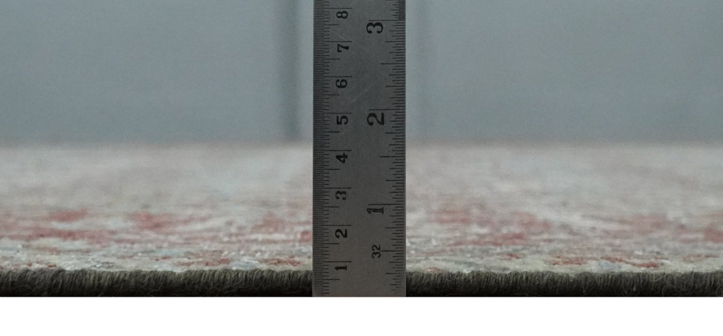 Antique Style Vintage Finish Low Pile Hand Knotted Gray, Silver and Rust Traditional Oushak Wool Rug | TRD2779 - The Rug Decor