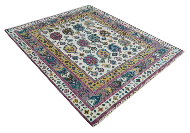 Antique Turkish 8x10, 9x12, 10x14 and 12x15 Hand Knotted Ivory, Gold and Pink Persian Rug | TRDCP1072 - The Rug Decor