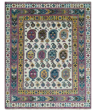 Antique Turkish 8x10, 9x12, 10x14 and 12x15 Hand Knotted Ivory, Gold and Pink Persian Rug | TRDCP1072 - The Rug Decor