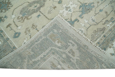 Antique Turkish Oushak 8x10 Beige and Silver Hand Knotted Large Wool Area Rug | TRDCP433810 - The Rug Decor