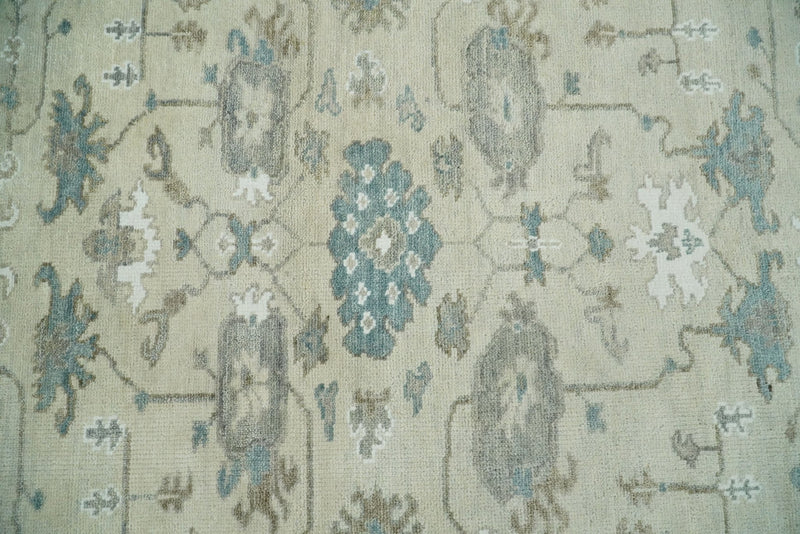 Antique Turkish Oushak 8x10 Beige and Silver Hand Knotted Large Wool Area Rug | TRDCP433810 - The Rug Decor