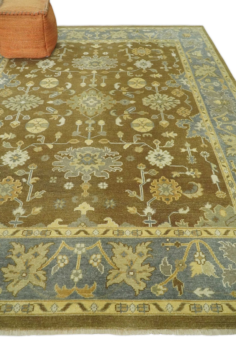 Antique Turkish Oushak 8x10 Hand Knotted Brown and Gray Persian Rug | AC23810 - The Rug Decor