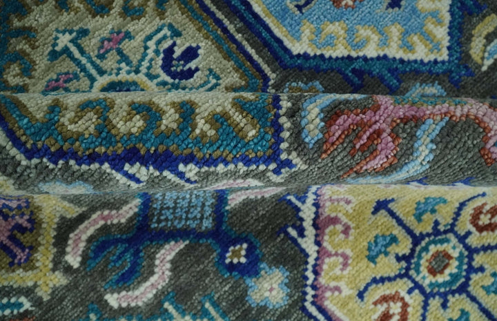 Antique Wool Traditional Persian Charcoal, beige and Blue Hand knotted Oushak 6x9, 8x10, 9x12, 10x14 and 12x15 Area Rug | TRDCP988810 - The Rug Decor