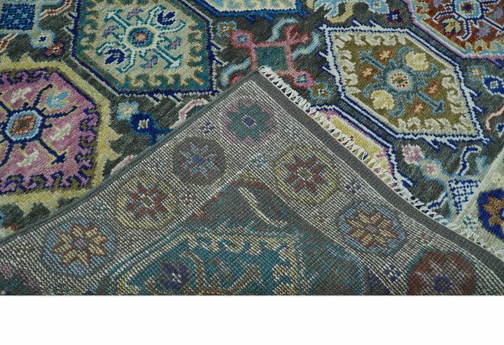 Antique Wool Traditional Persian Charcoal, beige and Blue Hand knotted Oushak 6x9, 8x10, 9x12, 10x14 and 12x15 Area Rug | TRDCP988810 - The Rug Decor