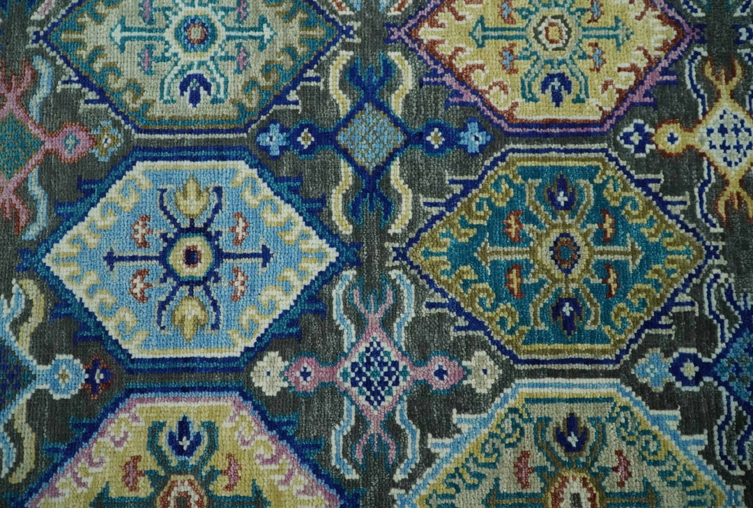 Antique Wool Traditional Persian Charcoal, beige and Blue Hand knotted Oushak 6x9, 8x10, 9x12, 10x14 and 12x15 Area Rug | TRDCP988810 - The Rug Decor
