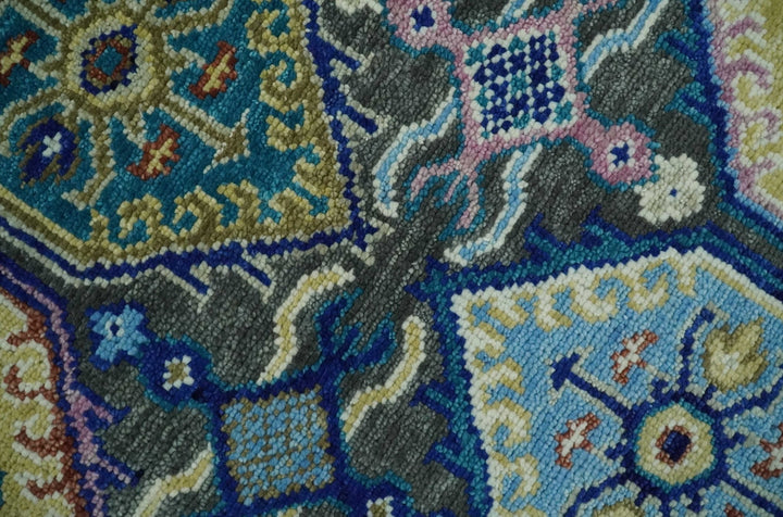 Antique Wool Traditional Persian Charcoal, beige and Blue Hand knotted Oushak 6x9, 8x10, 9x12, 10x14 and 12x15 Area Rug | TRDCP988810 - The Rug Decor