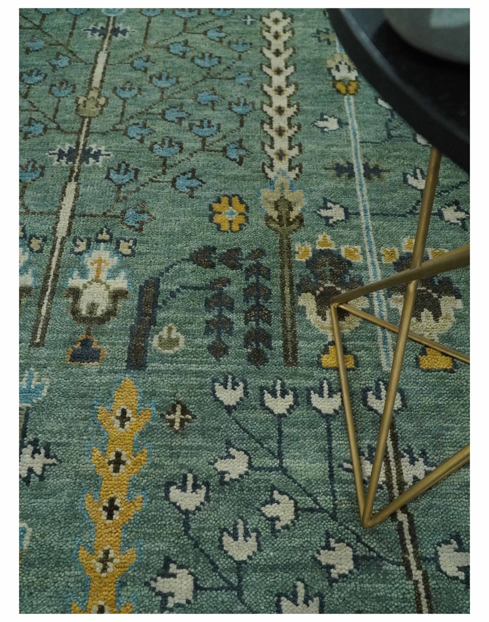 Aqua Hand Knotted Blue and Ivory Traditional Turkish Vintage Style Wool Rug - The Rug Decor