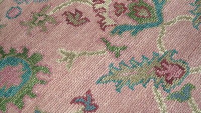 8x10 Wool Traditional Persian Pink and Ivory Vibrant Colorful Hand knotted Oushak Area Rug | TRDCP673810