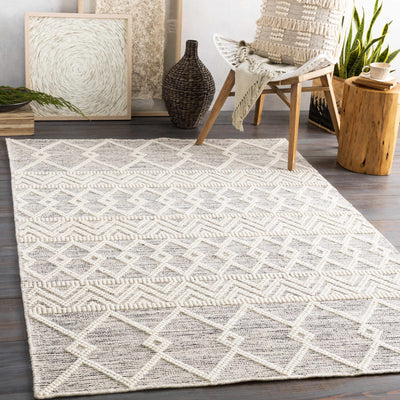 Beige and Charcoal Chevron Tasseled Texture Hand Woven Wool Area Rug - The Rug Decor