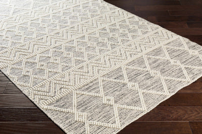 Beige and Charcoal Chevron Tasseled Texture Hand Woven Wool Area Rug - The Rug Decor