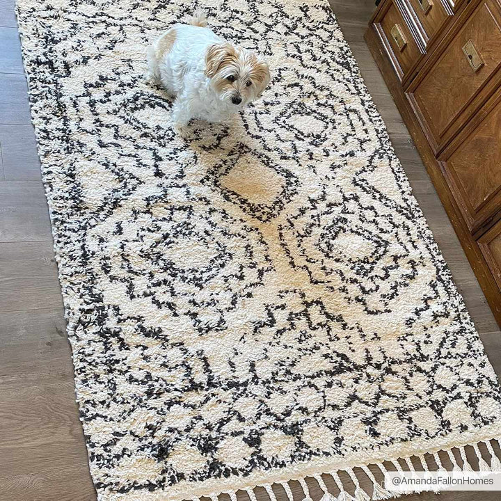 Beige and Charcoal Geometrical Design Moroccan Style Area Rug - The Rug Decor