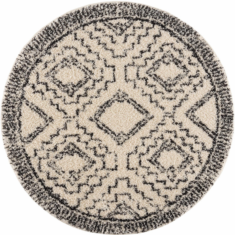 Beige and Charcoal Geometrical Design Moroccan Style Area Rug - The Rug Decor