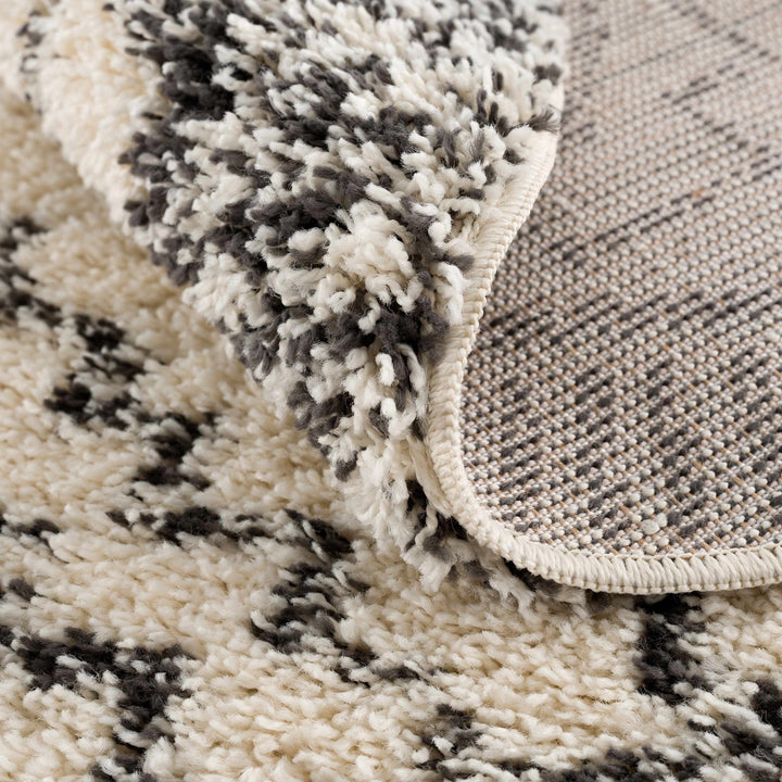 Beige and Charcoal Geometrical Design Moroccan Style Area Rug - The Rug Decor
