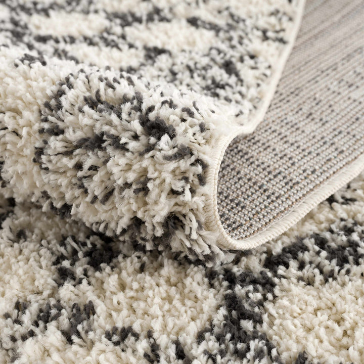 Beige and Charcoal Geometrical Design Moroccan Style Area Rug - The Rug Decor