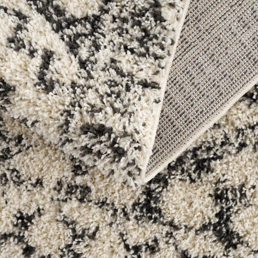 Beige and Charcoal Geometrical Design Moroccan Style Area Rug - The Rug Decor