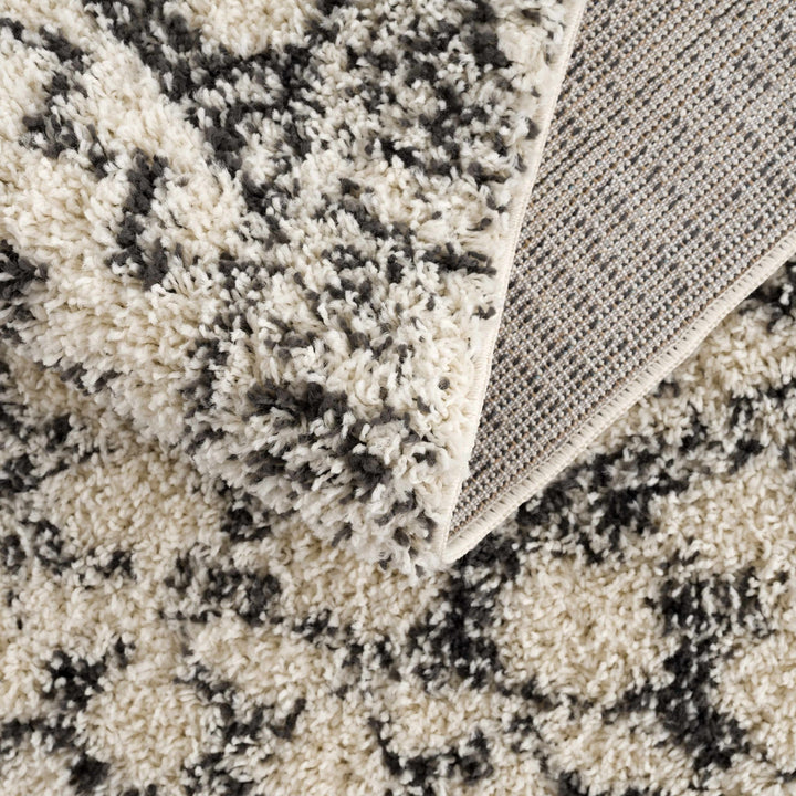 Beige and Charcoal Geometrical Design Moroccan Style Area Rug - The Rug Decor