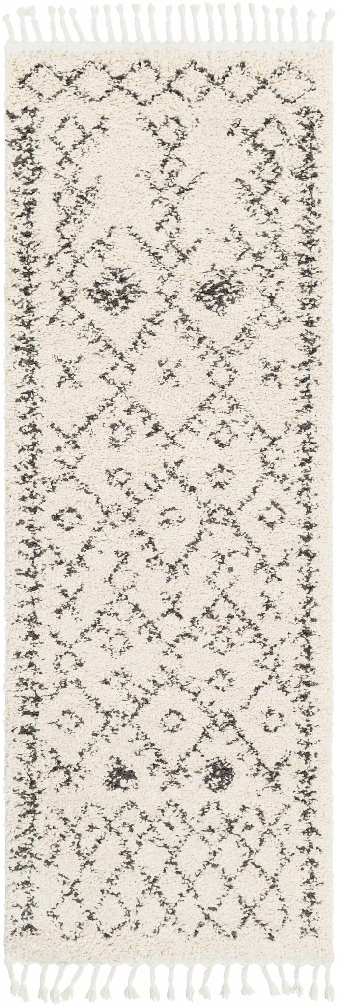 Beige and Charcoal Geometrical Design Moroccan Style Tribal Trellis Rug - The Rug Decor
