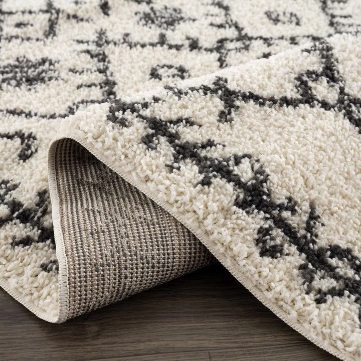Beige and Charcoal Geometrical Design Moroccan Style Tribal Trellis Rug - The Rug Decor