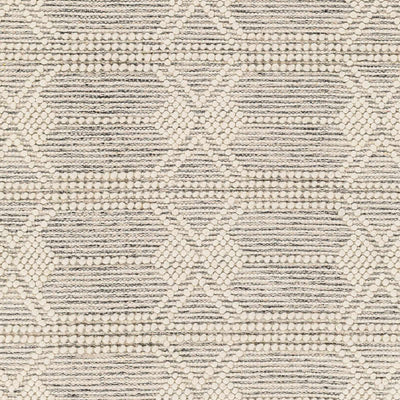 Beige and Charcoal Geometrical Hand Woven Tasseled Wool Area Rug - The Rug Decor