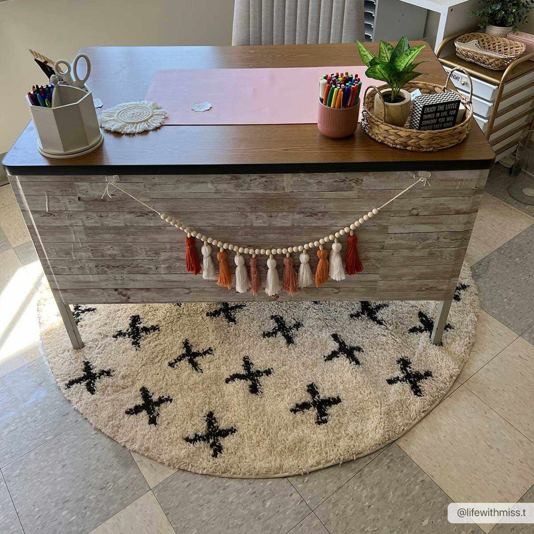 Beige and Charcoal Modern Geometrical Cross Design Plush Pile Moroccan style area Rug - The Rug Decor