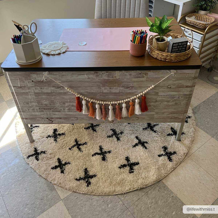 Beige and Charcoal Modern Geometrical Cross Design Plush Pile Moroccan style area Rug - The Rug Decor