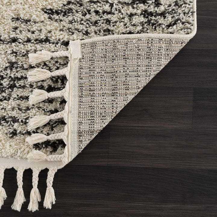 Beige and Charcoal Modern Geometrical Plush Pile Moroccan Style Area Rug - The Rug Decor