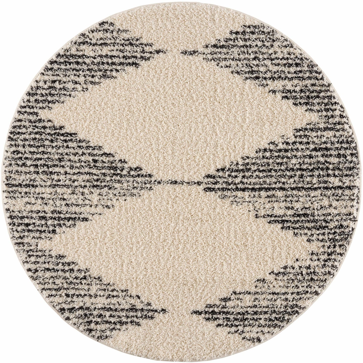 Beige and Charcoal Modern Geometrical Plush Pile Moroccan Style Area Rug - The Rug Decor