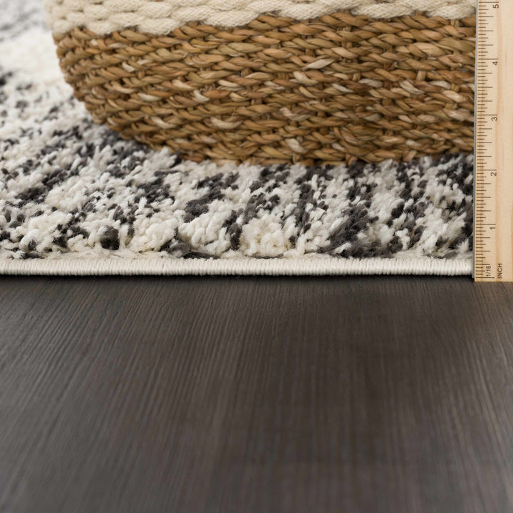 Beige and Charcoal Modern Geometrical Plush Pile Moroccan Style Area Rug - The Rug Decor