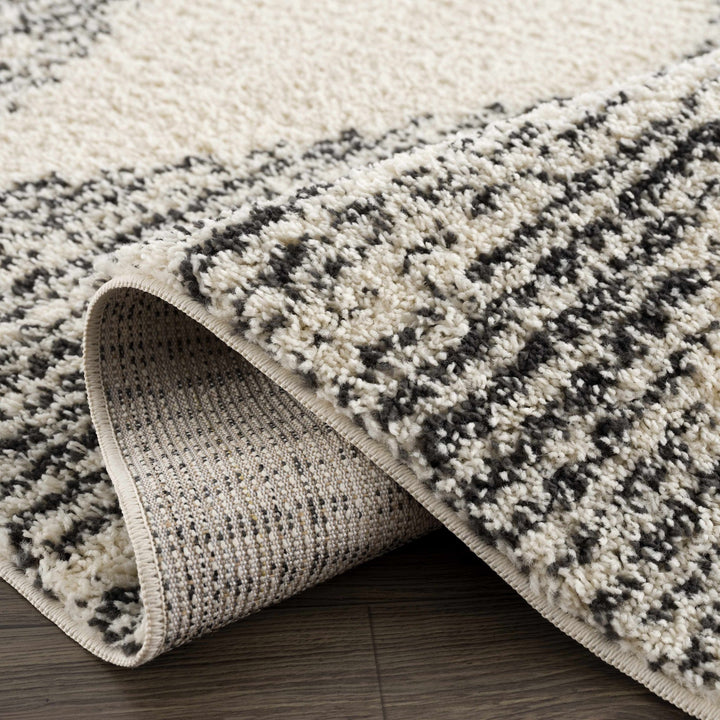 Beige and Charcoal Modern Geometrical Plush Pile Moroccan Style Area Rug - The Rug Decor