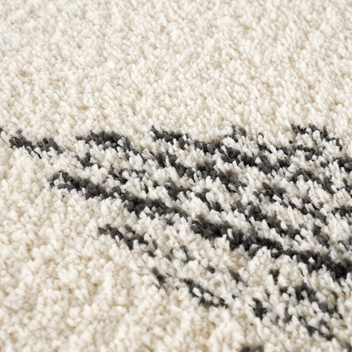 Beige and Charcoal Modern Geometrical Plush Pile Moroccan Style Area Rug - The Rug Decor