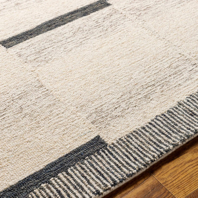 Beige and Charcoal Striped Pattern Contemporary Hand-tufted Wool Area Rug - The Rug Decor