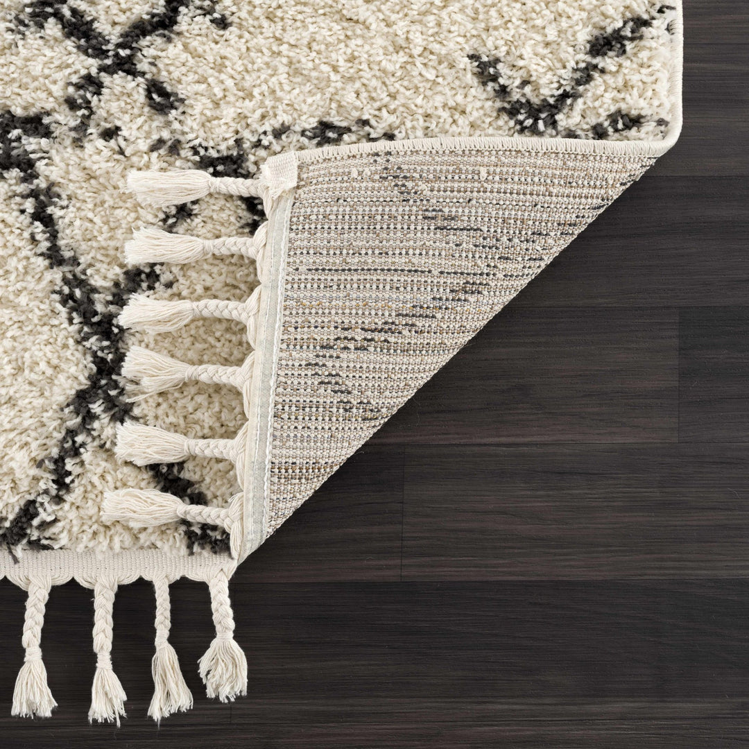 Beige and Charcoal Traditional Geometrical Design Machine Woven Moroccan Multi Size Rug - The Rug Decor
