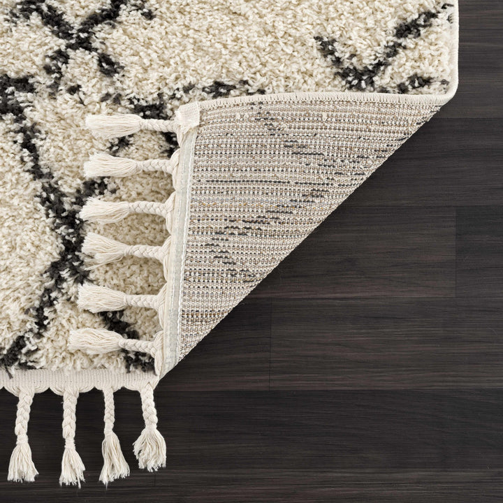 Beige and Charcoal Traditional Geometrical Design Machine Woven Moroccan Multi Size Rug - The Rug Decor