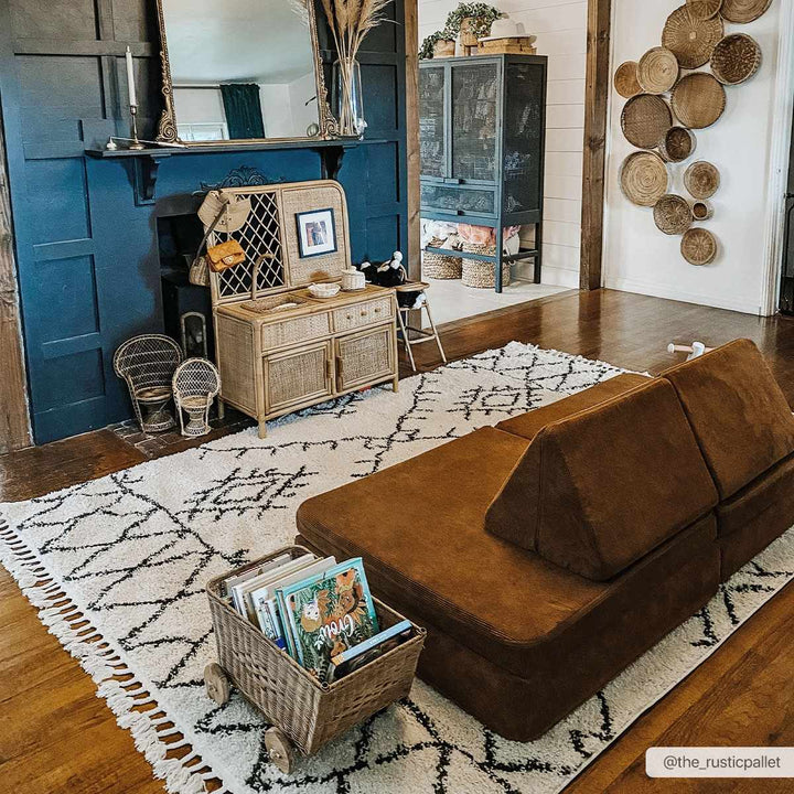 Beige and Charcoal Traditional Geometrical Design Machine Woven Moroccan Multi Size Rug - The Rug Decor