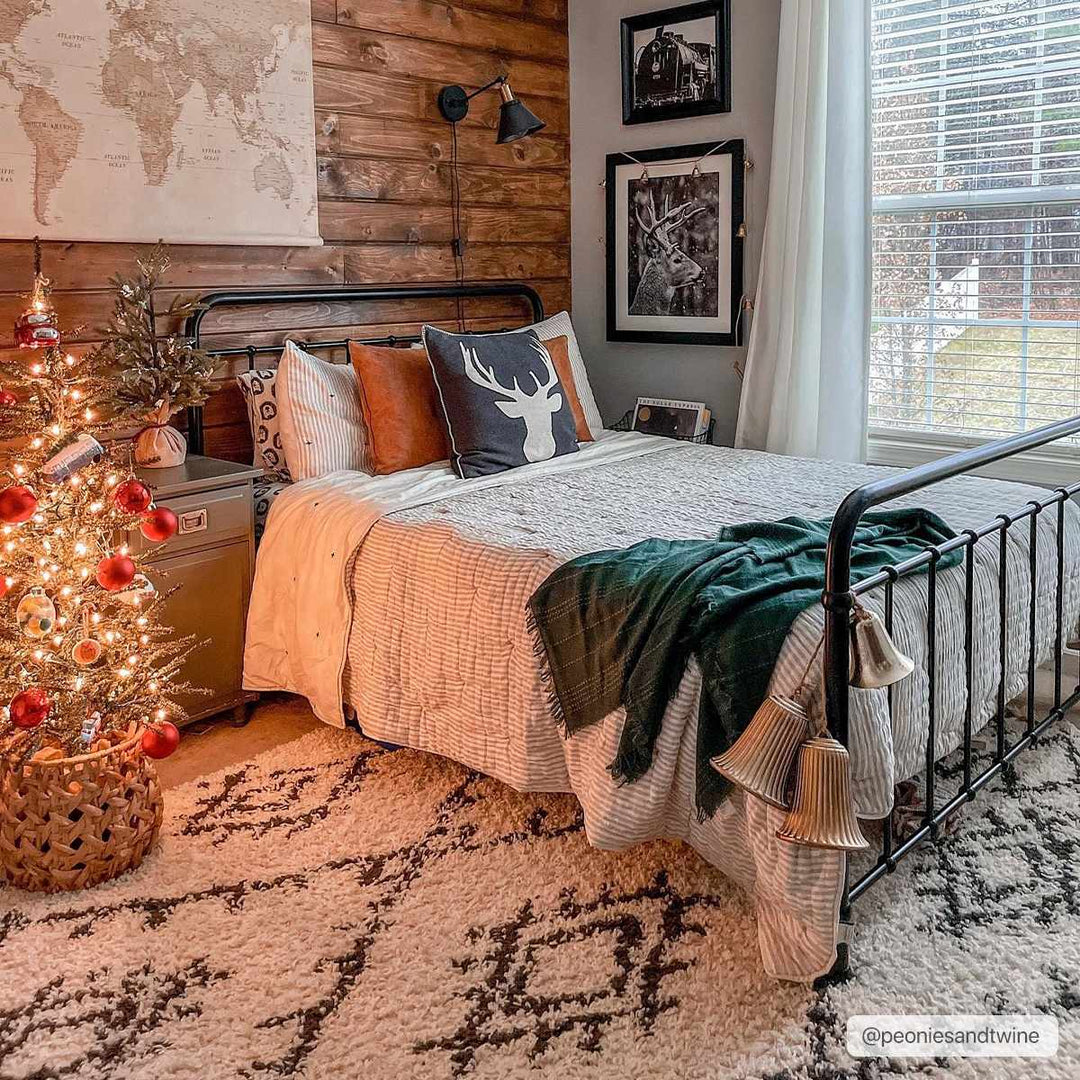 Beige and Charcoal Traditional Geometrical Design Machine Woven Moroccan Multi Size Rug - The Rug Decor