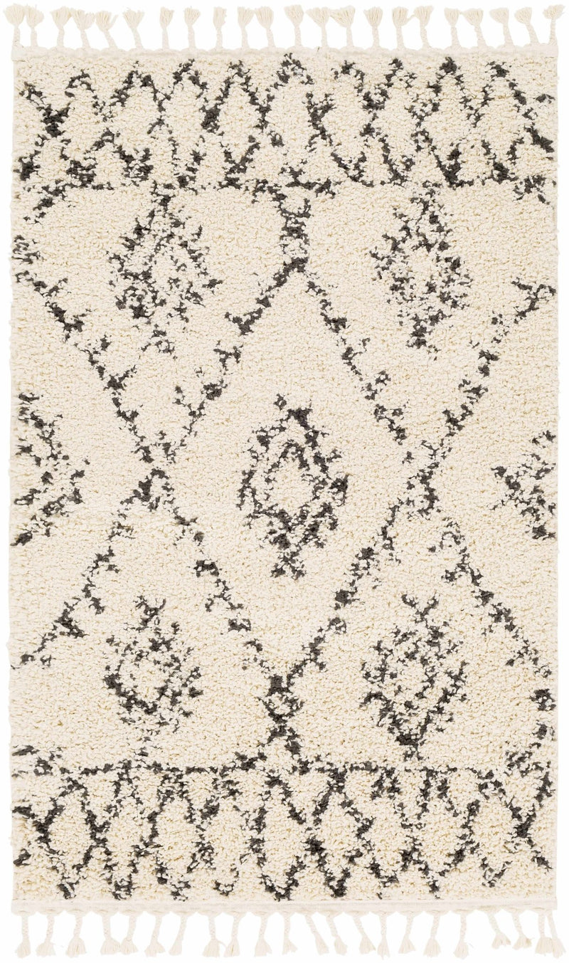 Beige and Charcoal Traditional Geometrical Design Machine Woven Moroccan Multi Size Rug - The Rug Decor