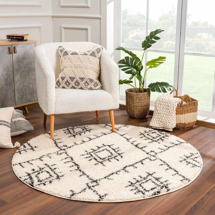 Beige and Charcoal Traditional Geometrical Design Machine Woven Moroccan Multi Size Rug - The Rug Decor