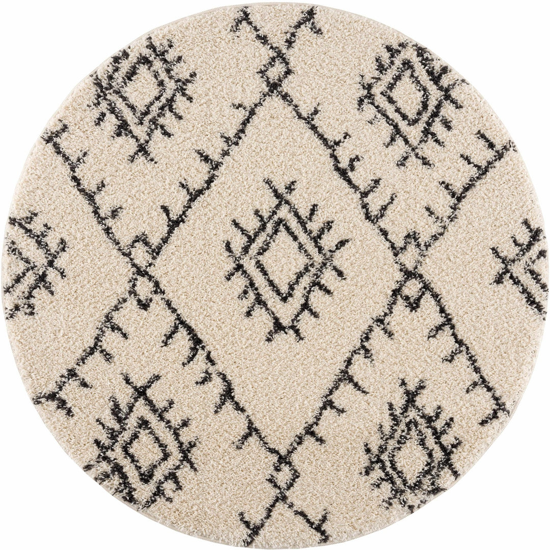 Beige and Charcoal Traditional Geometrical Design Machine Woven Moroccan Multi Size Rug - The Rug Decor