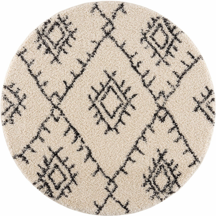Beige and Charcoal Traditional Geometrical Design Machine Woven Moroccan Multi Size Rug - The Rug Decor