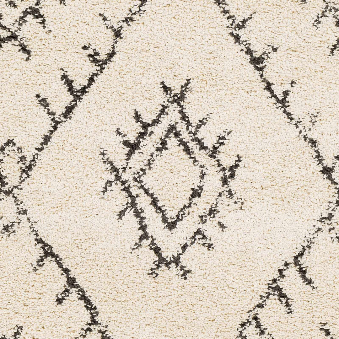 Beige and Charcoal Traditional Geometrical Design Machine Woven Moroccan Multi Size Rug - The Rug Decor