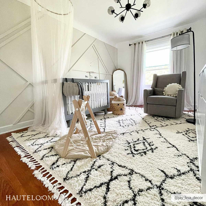 Beige and Charcoal Traditional Geometrical Design Machine Woven Moroccan Multi Size Rug - The Rug Decor