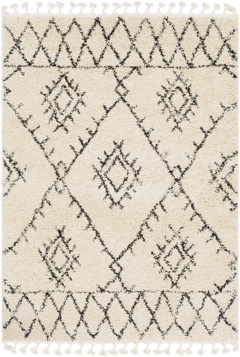 Beige and Charcoal Traditional Geometrical Design Machine Woven Moroccan Multi Size Rug - The Rug Decor