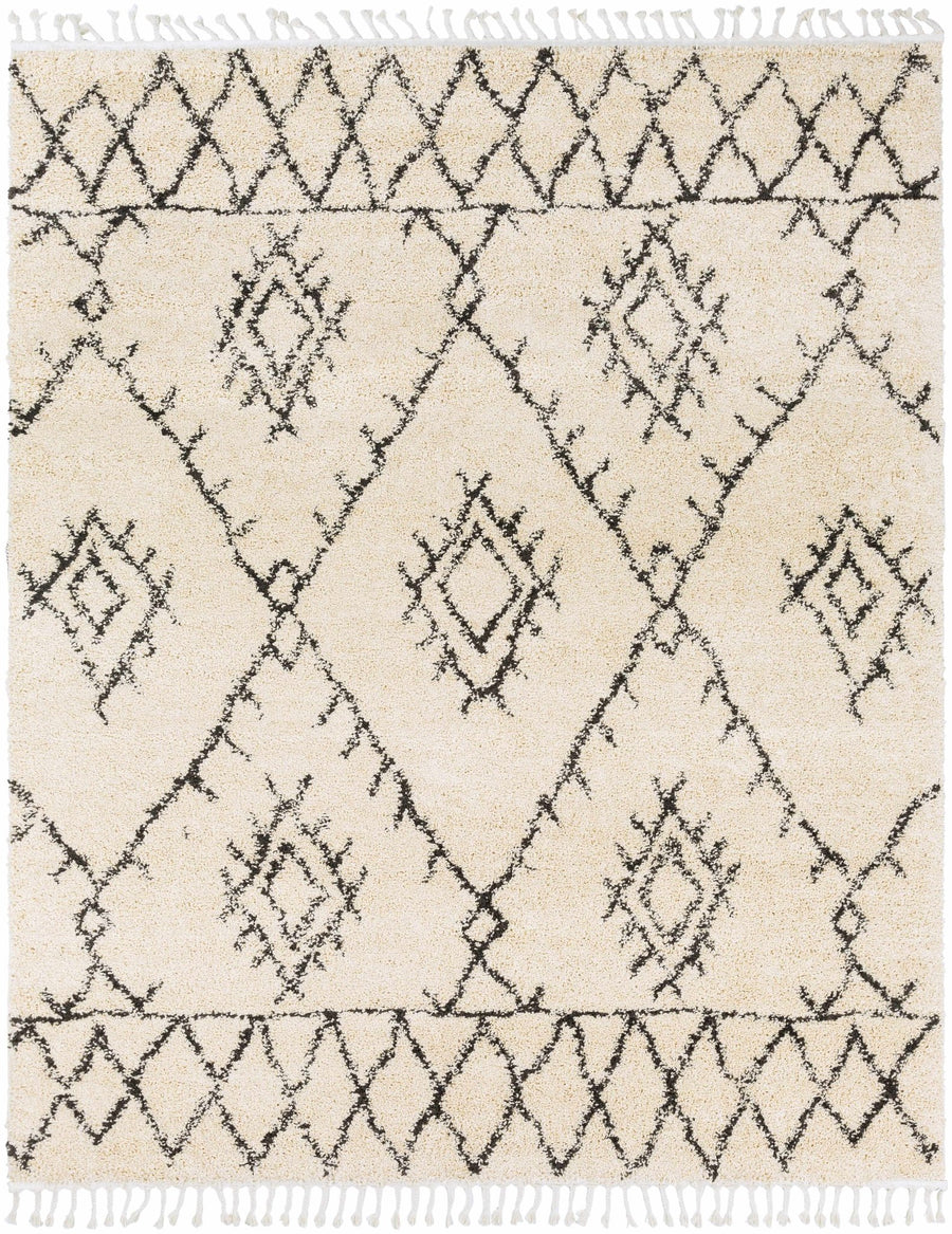 Beige and Charcoal Traditional Geometrical Design Machine Woven Moroccan Multi Size Rug - The Rug Decor